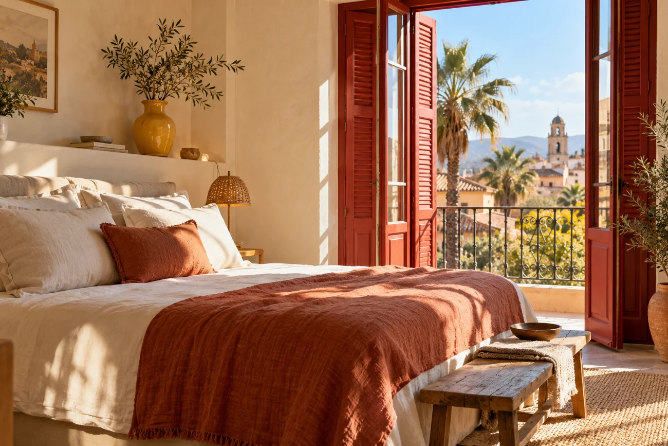 Lumière du Roussillon dans une chambre accueillante